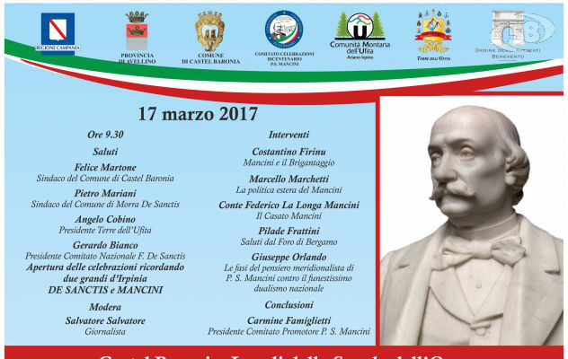 Bicentenario Mancini, Castel Baronia celebra il suo cittadino più illustre