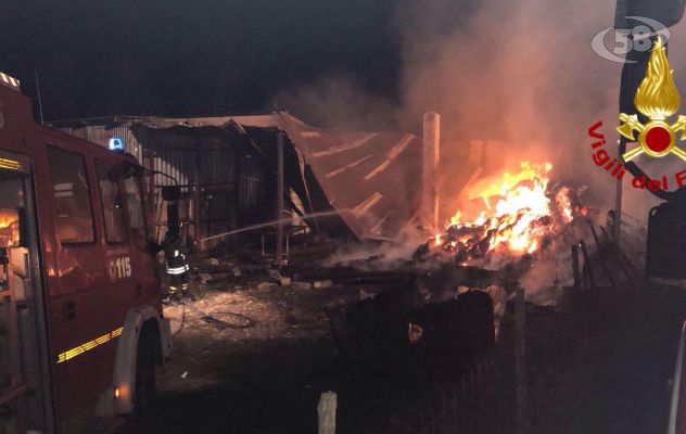 Zungoli, deposito agricolo in fiamme: ore di lavoro per spegnere l'incendio