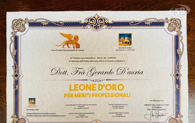 Leone d'oro al Fatebenefratelli, Fra D’Auria dedica il premio a sanitari e ammalati