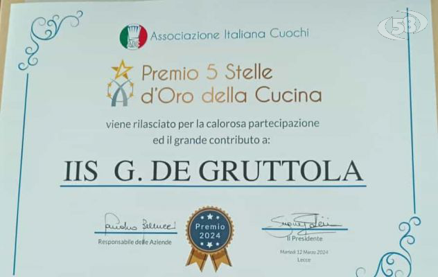 Gli alunni dell'alberghiero di Ariano premiati dall'Associazione Italiana Cuochi
