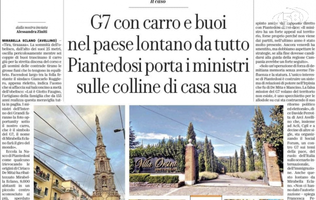 G7, tutti contro Repubblica: pregiudizi su Mirabella e l'Irpinia 