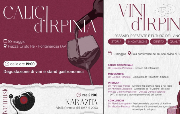 Fontanarosa celebra il vino con “Calici d’Irpinia” e il convegno “Vini d’Irpinia”: un’intera giornata dedicata al patrimonio enologico locale